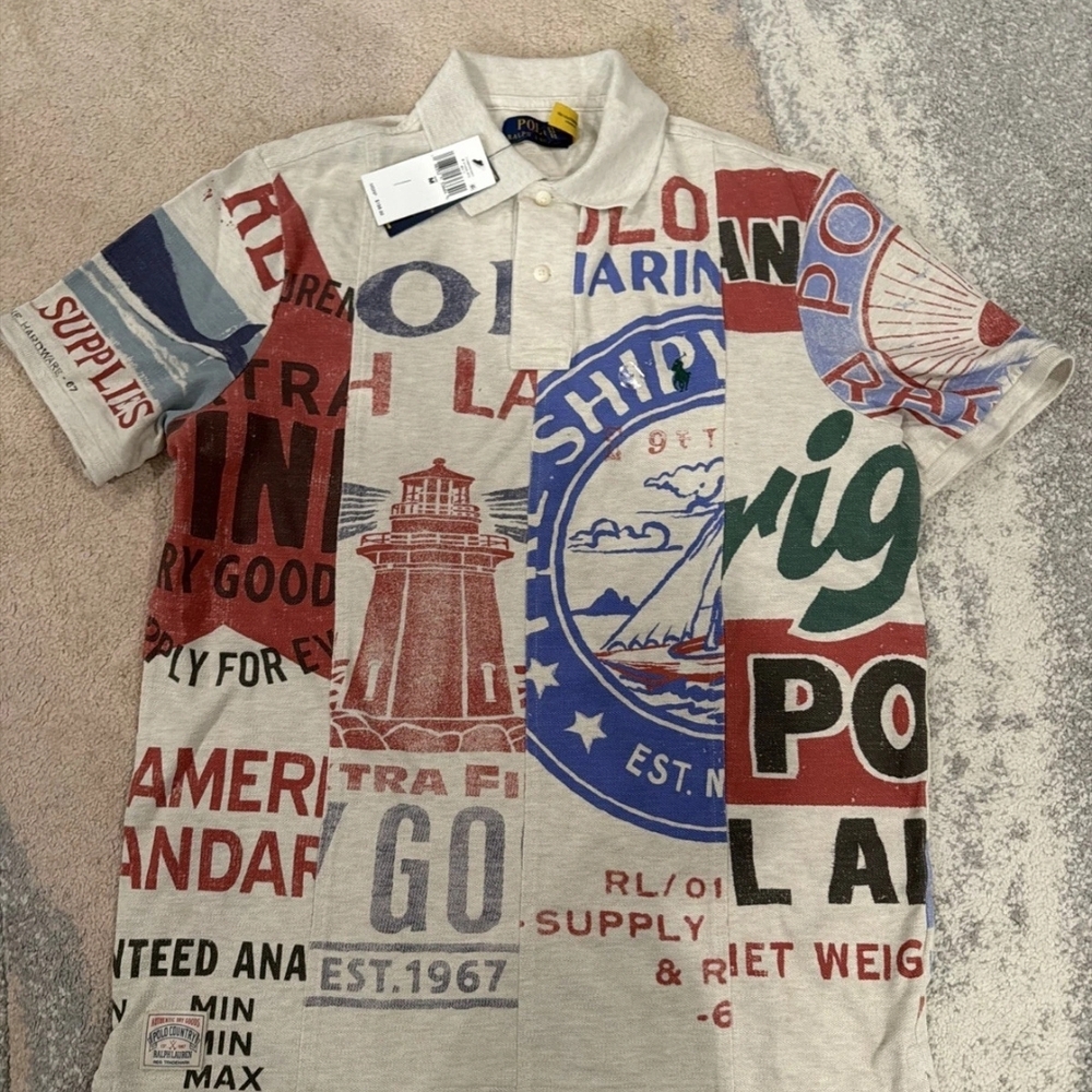 Polo Ralph Lauren Men's Classic Dry Goods Print Mesh Polo Shirt - XL - Picture 3 of 5